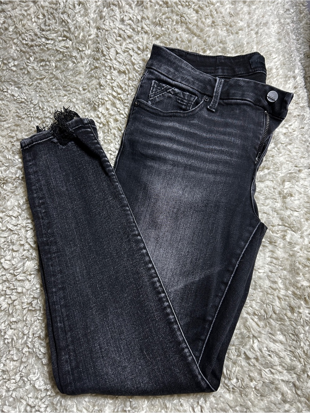 Buckle Black Washed Ankle Skinny Jeans with Frayed Hem - Picture 5 of 5